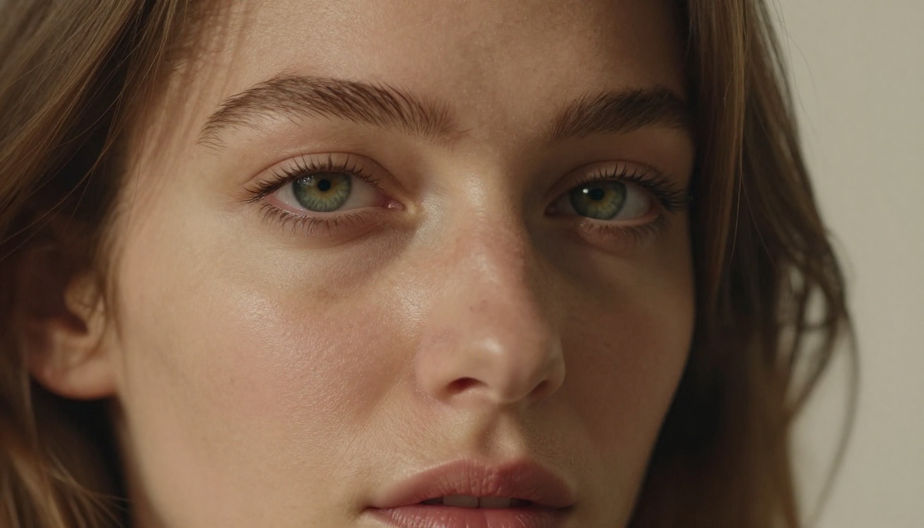 Extreme close-up photorealistic portrait of woman with green eyes, natural skin texture, Rembrandt lighting Extreme close-up photorealistic portrait of woman with green eyes, natural skin texture, Rembrandt lighting