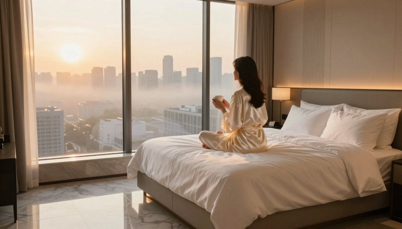Hotel suite morning light city view Hotel suite morning light city view