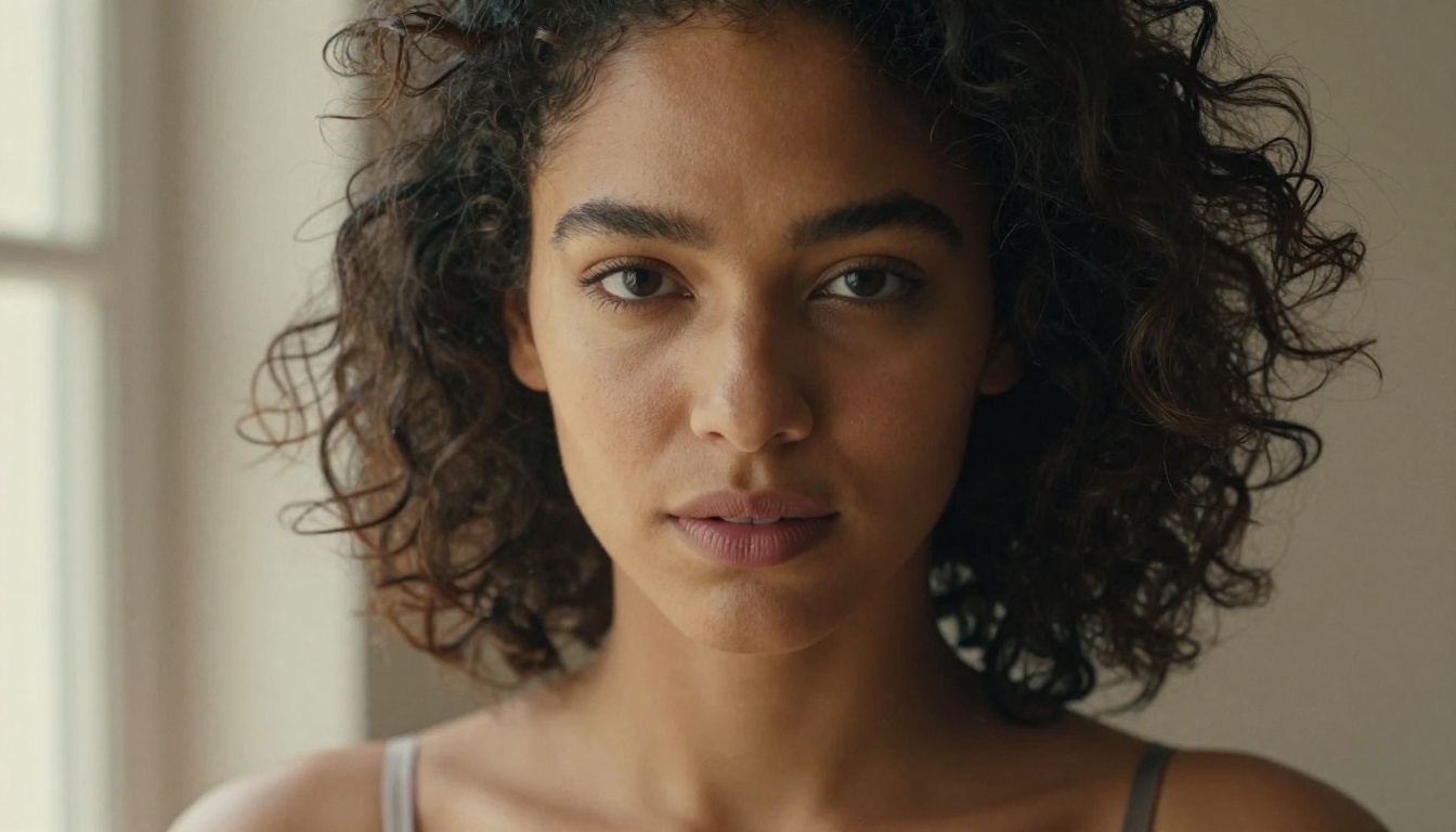 Close-up beauty portrait of woman with natural lighting Close-up beauty portrait of woman with natural lighting