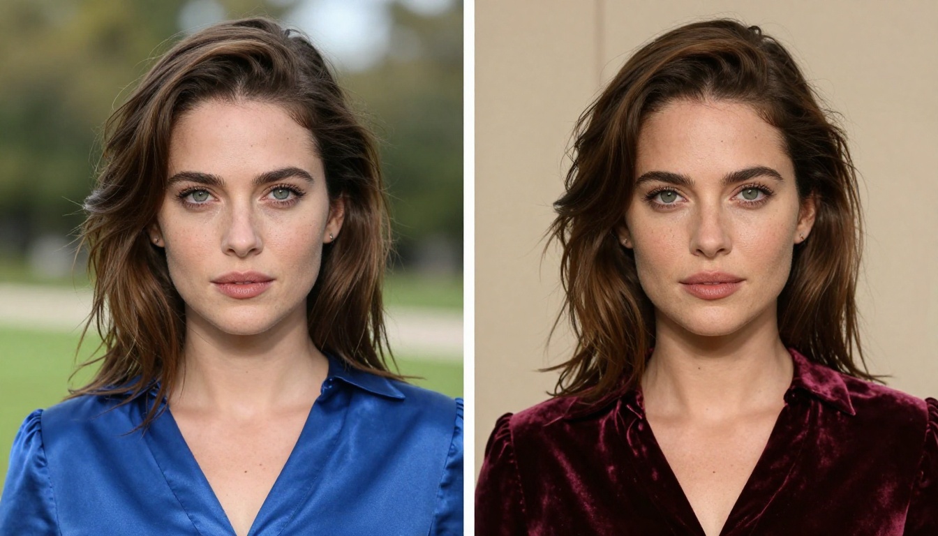 Character consistency comparison: same person in two different lighting environments