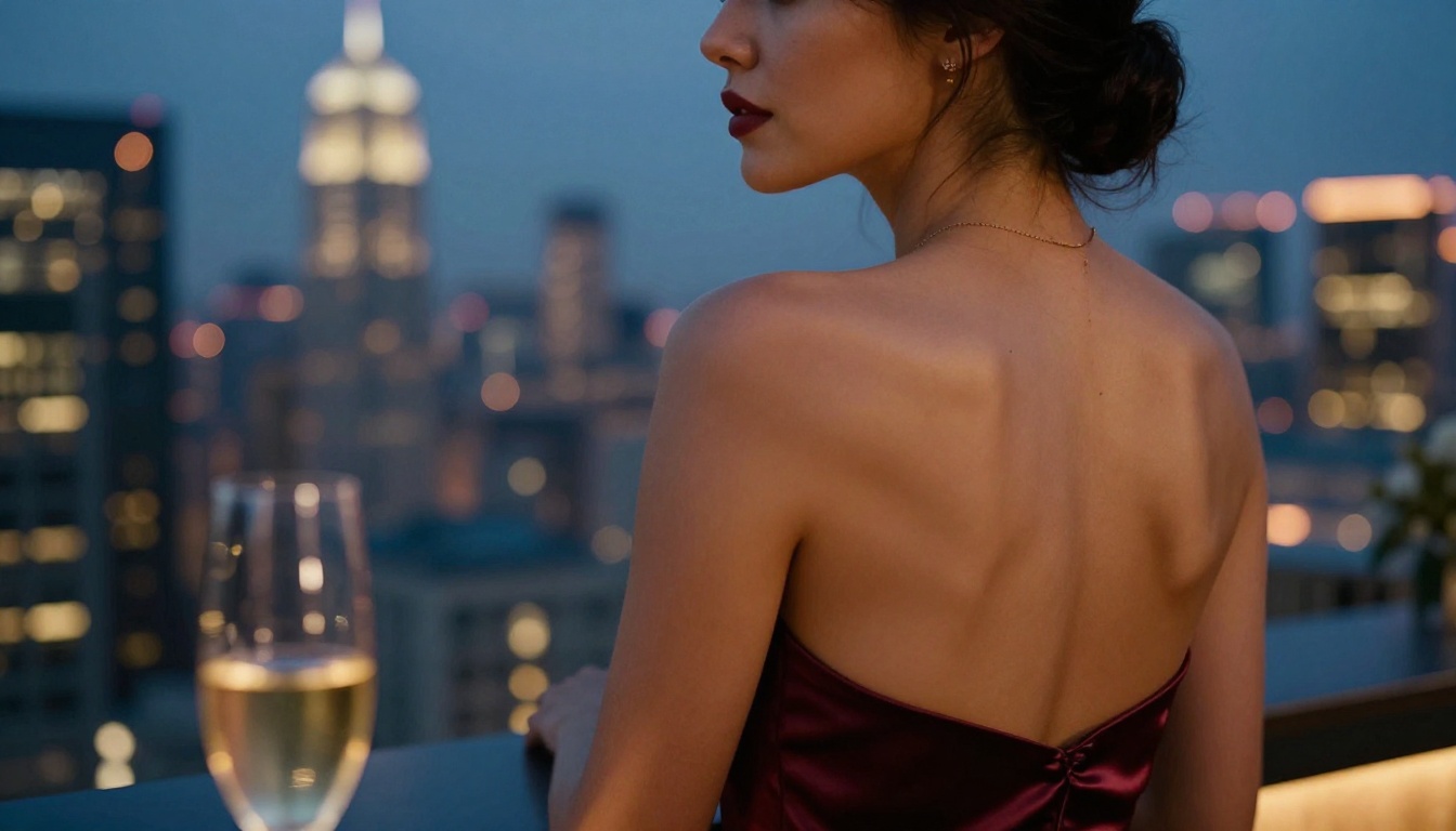 Elegant evening rooftop portrait