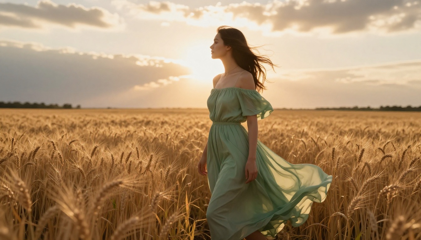 Golden wheat field portrait