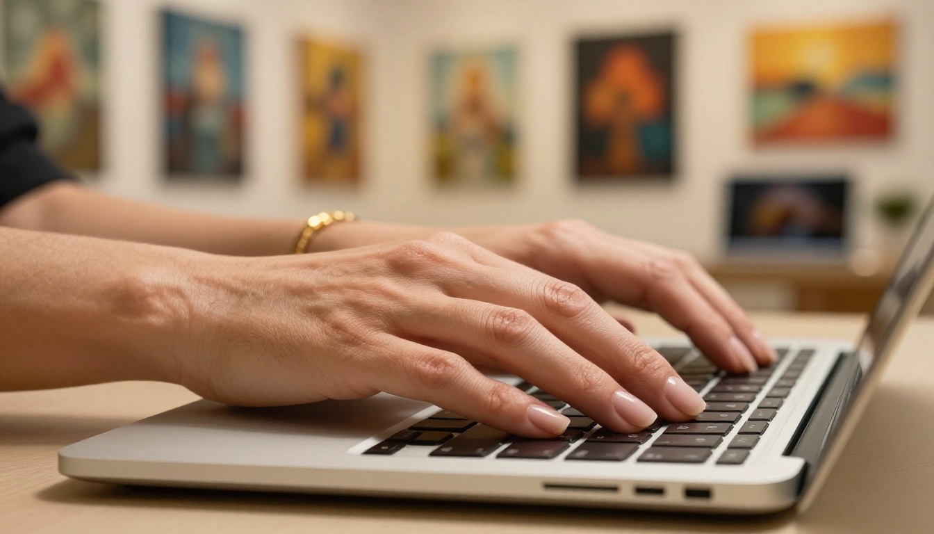 Close-up of hands on keyboard representing creative tool usage