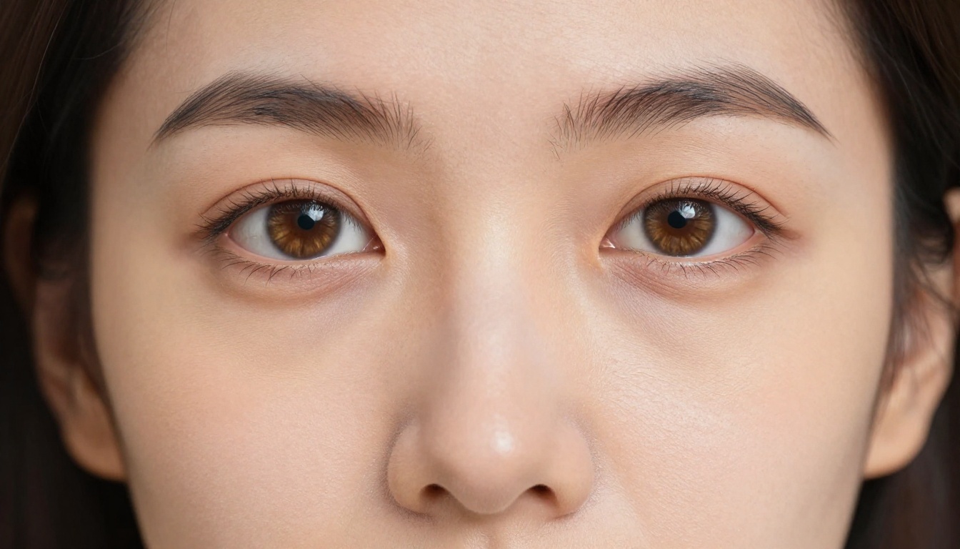 Extreme macro portrait showing individual pores, iris detail, and Rembrandt shadow pattern at 1:1 reproduction