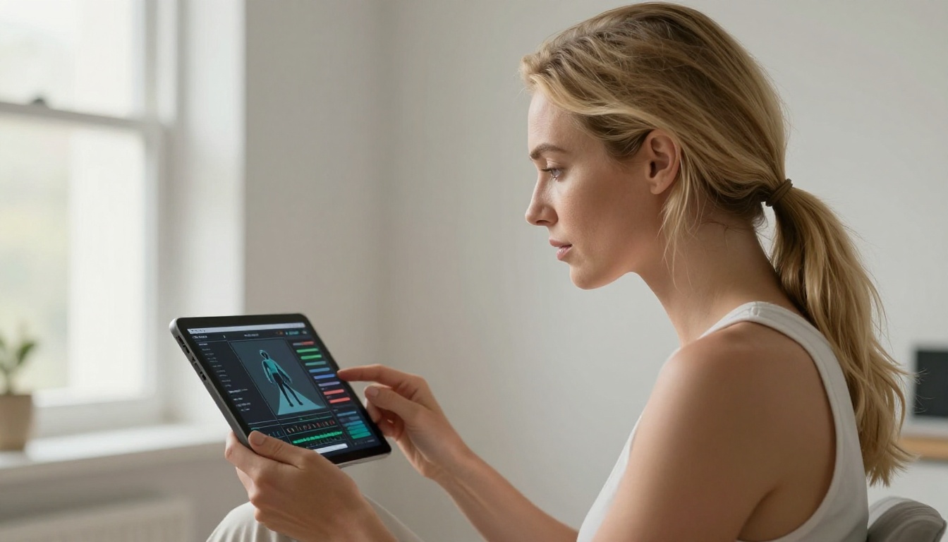 Side profile of woman analyzing character consistency on tablet Side profile of woman analyzing character consistency on tablet