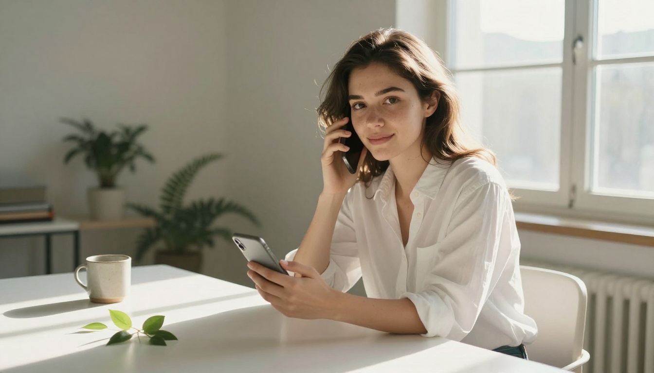 Woman using phone for AI image generation