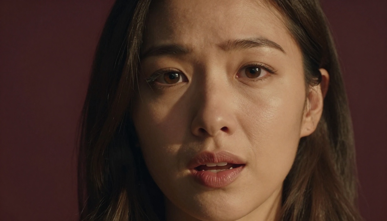 Close-up cinematic portrait of woman speaking with emotion Close-up cinematic portrait of woman speaking with emotion