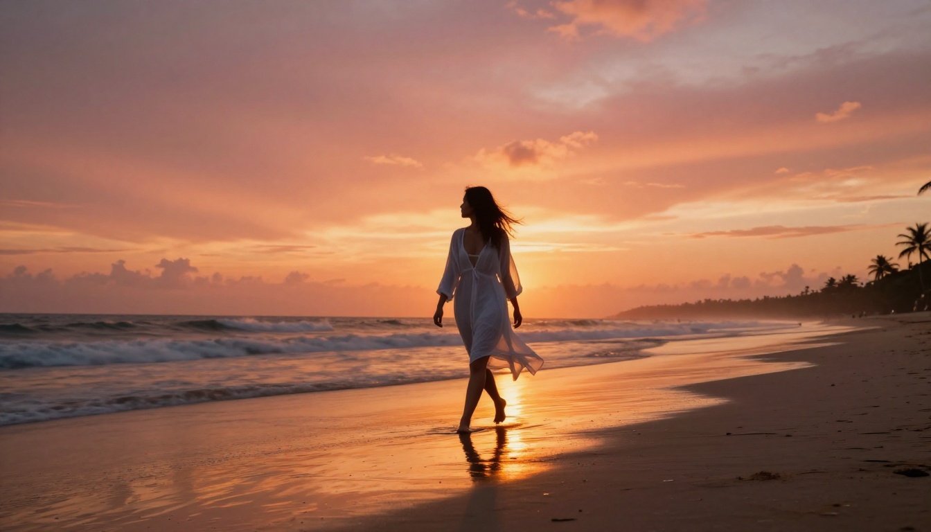 Beach sunset silhouette editorial photography tropical