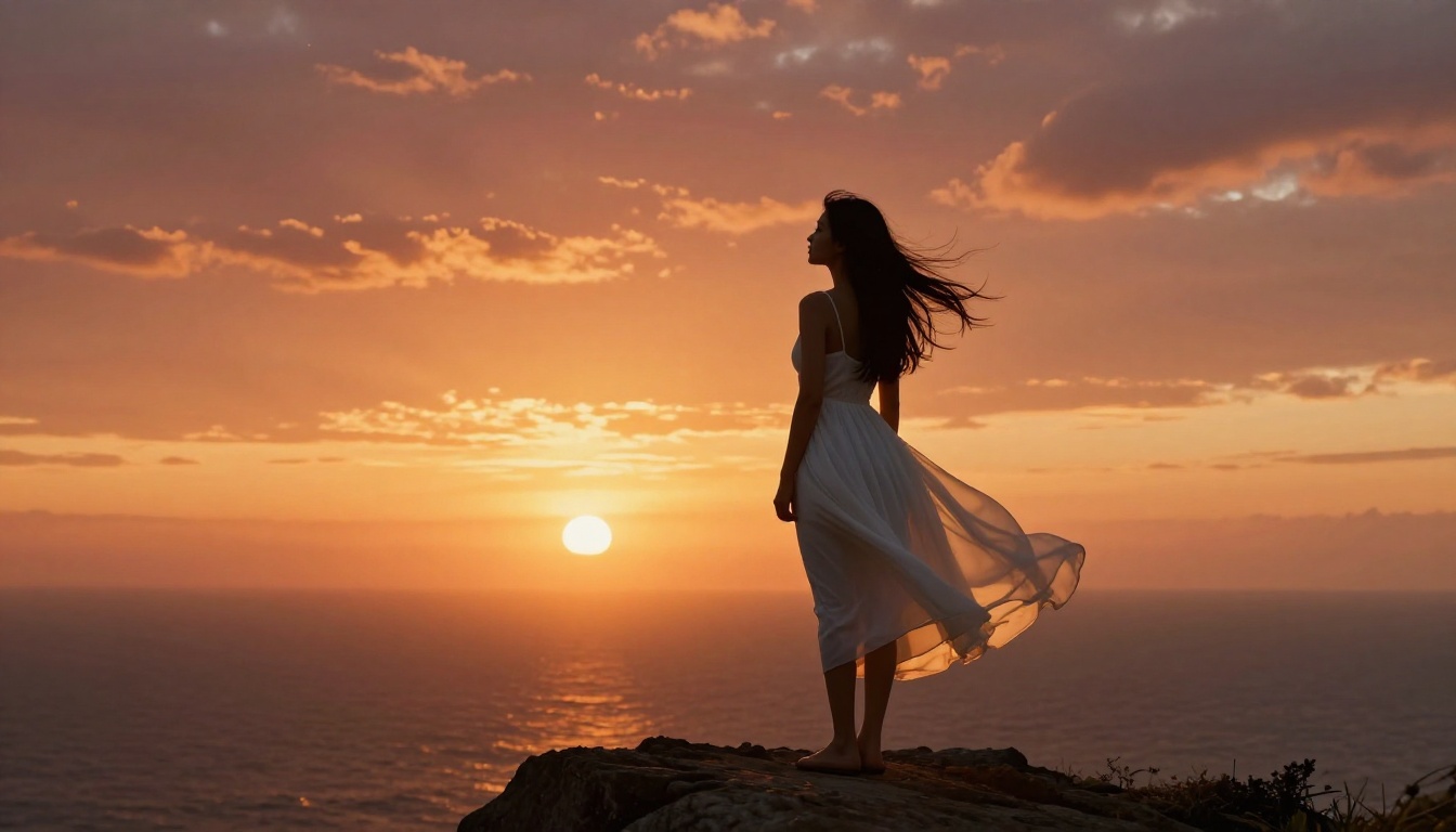 Dramatic sunset silhouette at clifftop showing cinematic composition achievable with AI anime generators