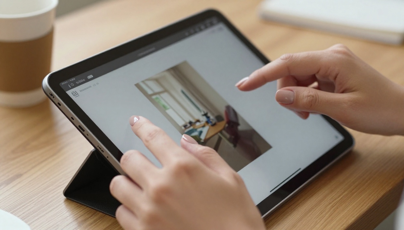 AI image editing workflow with hands on tablet