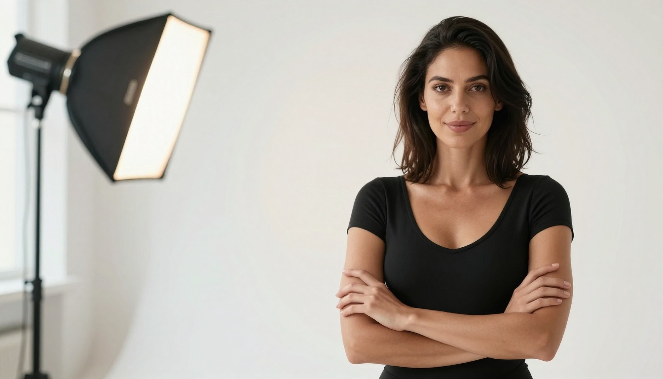 Professional studio portrait with confident pose