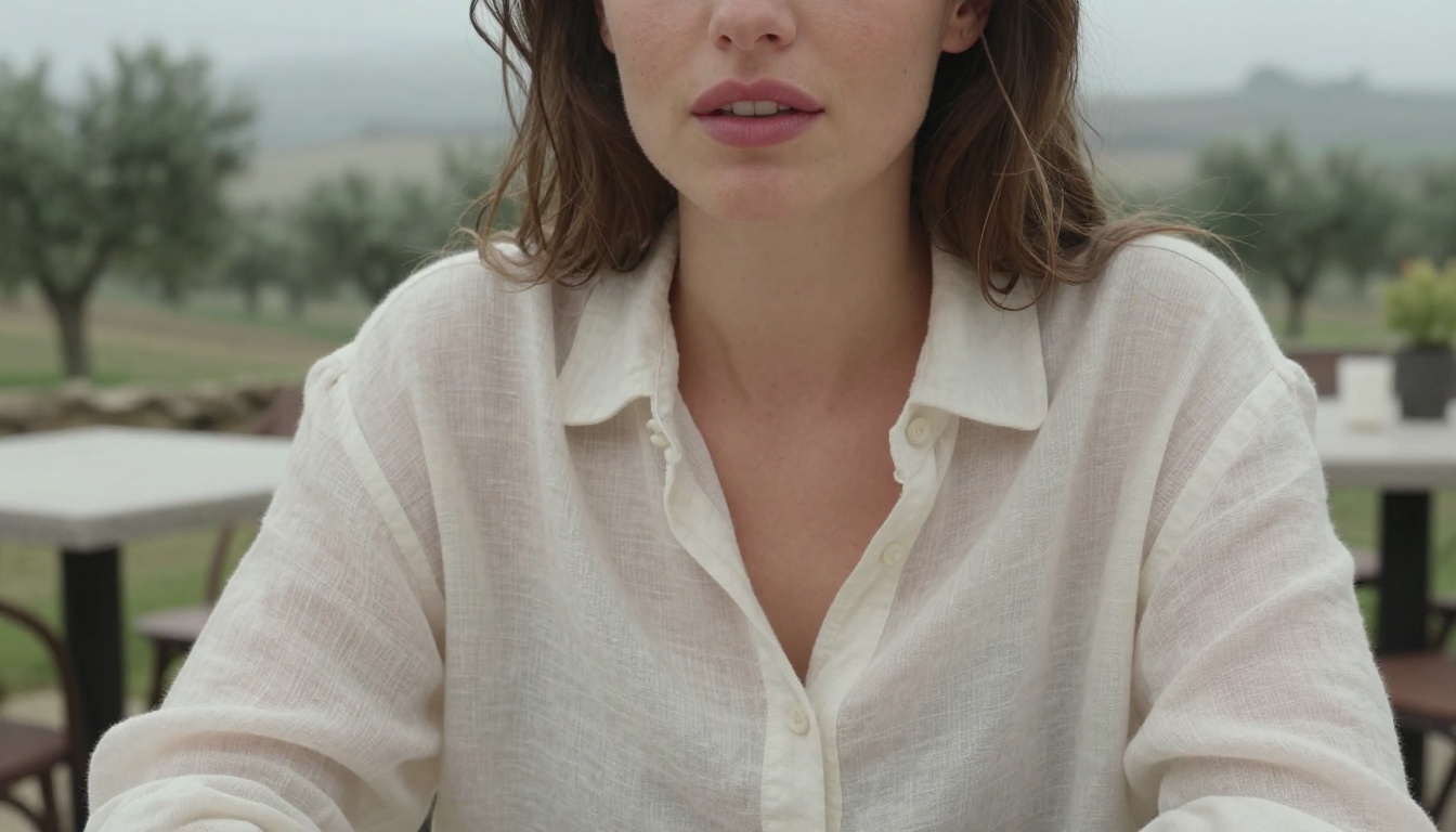 Close-up portrait of a woman with striking green eyes, photorealistic AI art example, cinematic lighting
