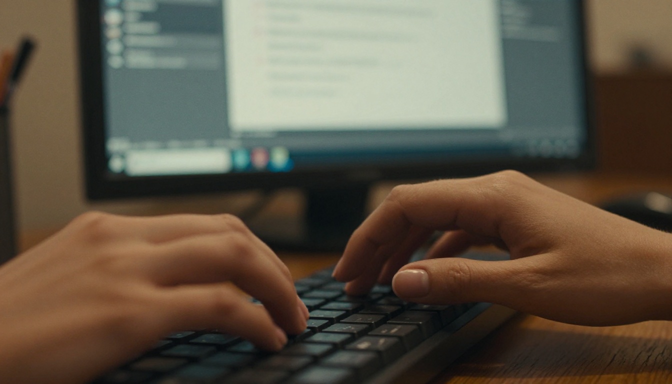 AI image generation interface with typing hands