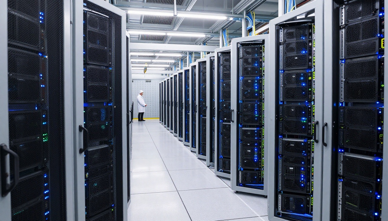 Hyperscale data center server rows interior