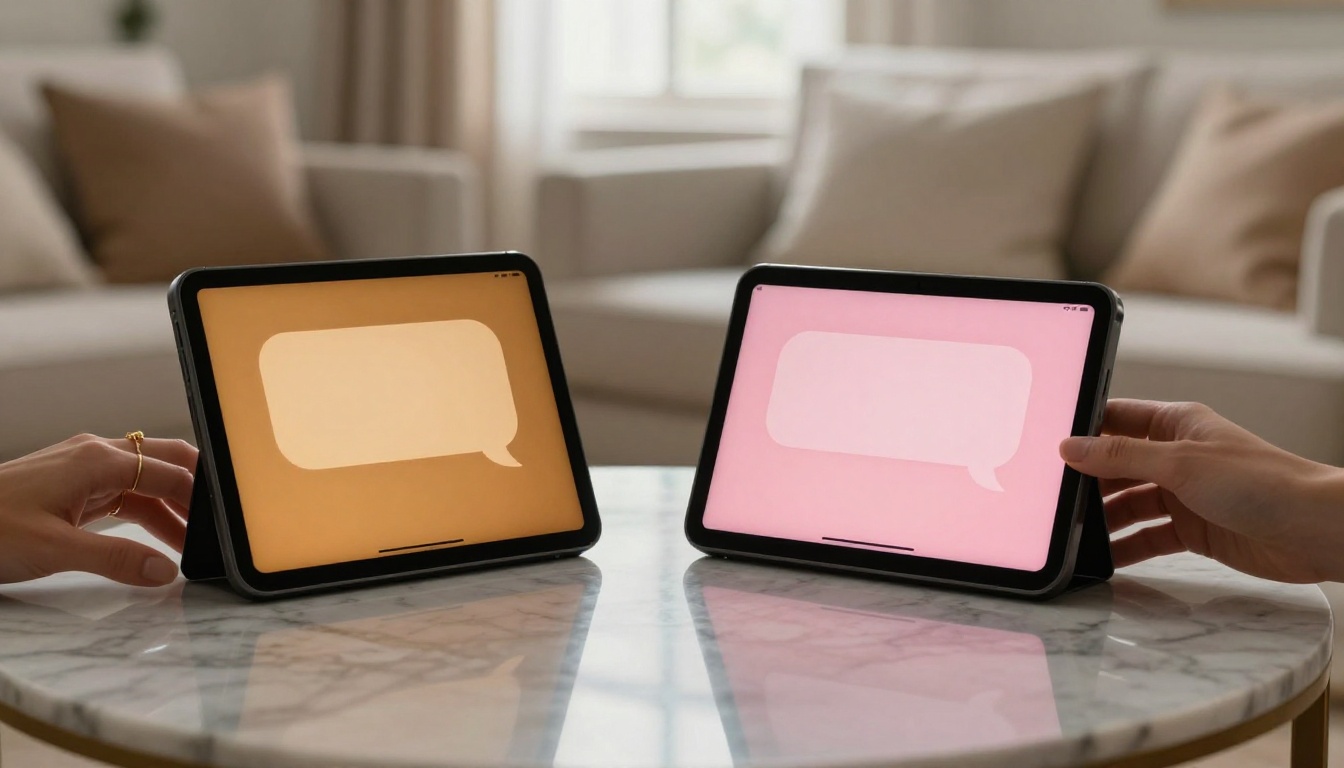 Two smartphones showing AI chat conversations on marble surface