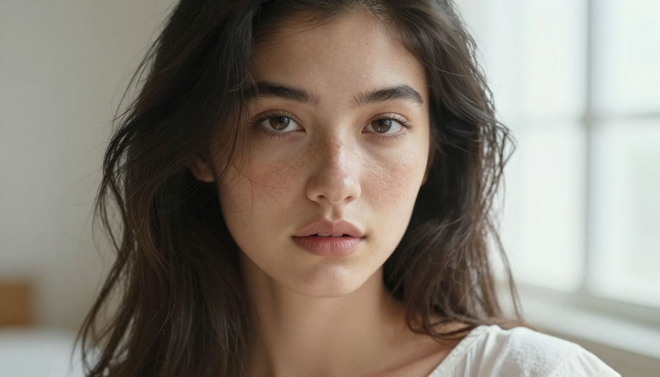 Close-up portrait of a young woman, natural beauty, soft window light, 85mm lens photorealistic photography Close-up portrait of a young woman, natural beauty, soft window light, 85mm lens photorealistic photography