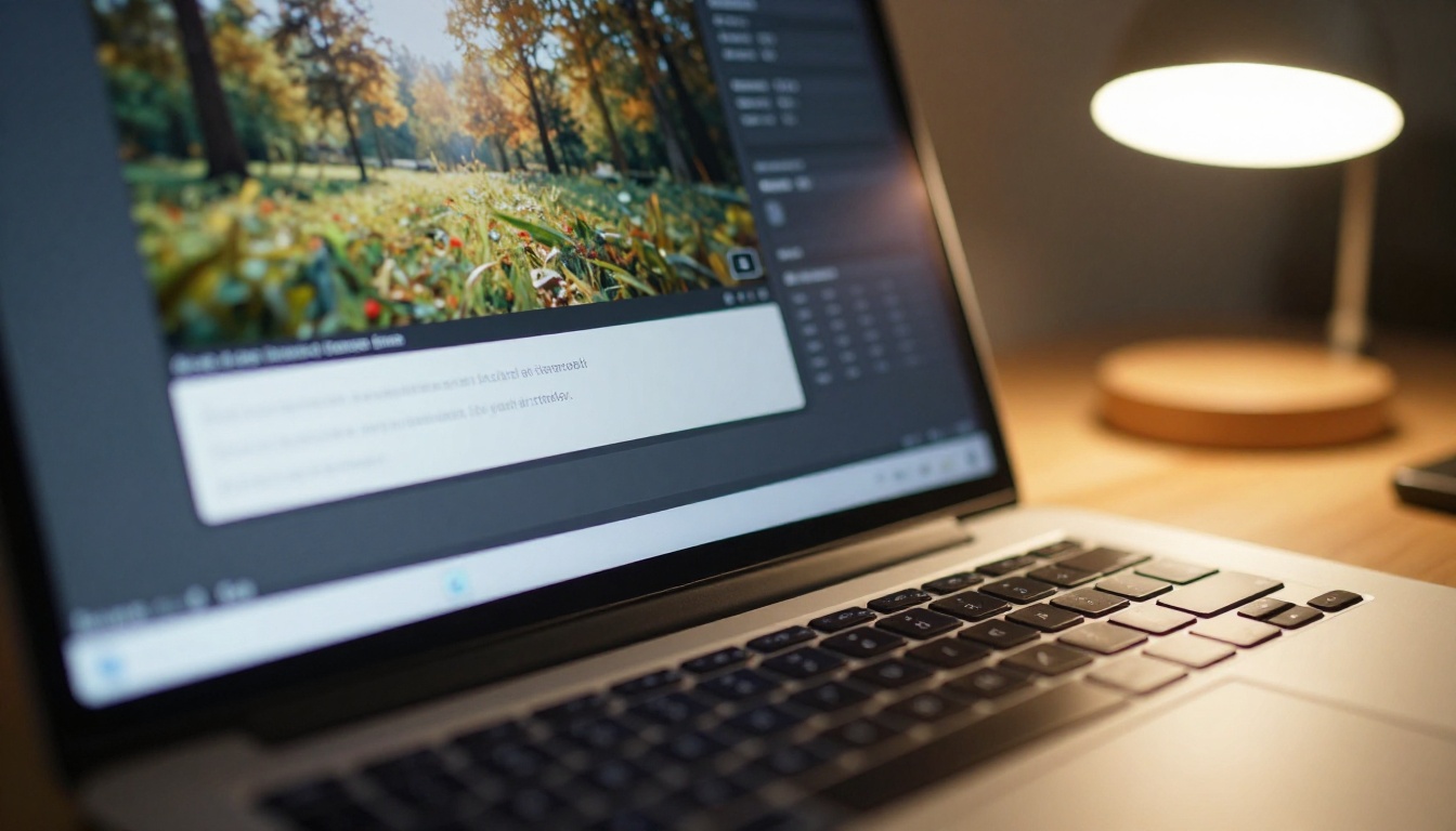 Laptop screen showing AI video generation interface close-up