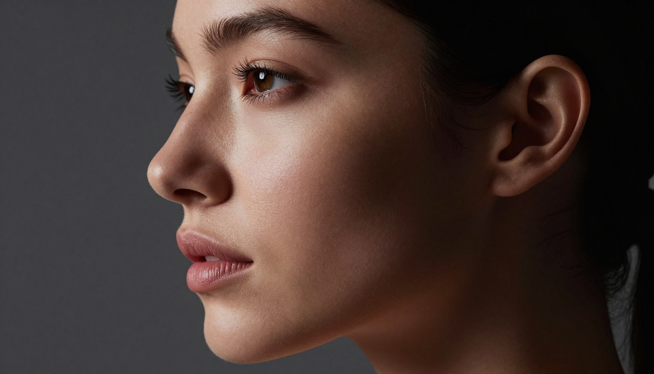 Beauty studio portrait with Rembrandt lighting, Hasselblad medium format photography