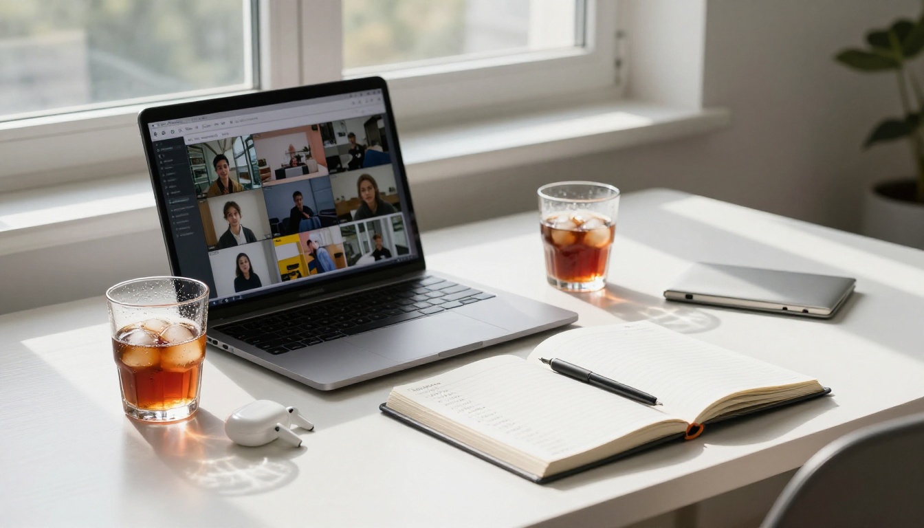 AI video workflow home office desk view AI video workflow home office desk view