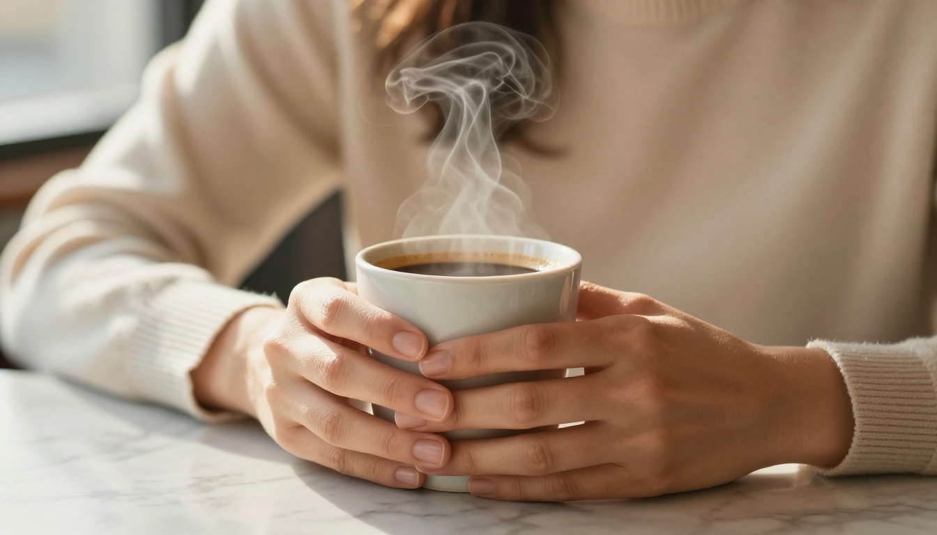 Woman with coffee at cafe