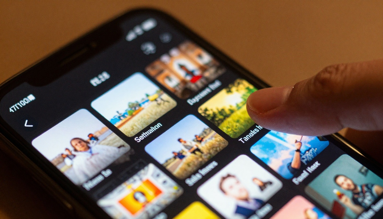 Close-up of smartphone showing AI video app interface