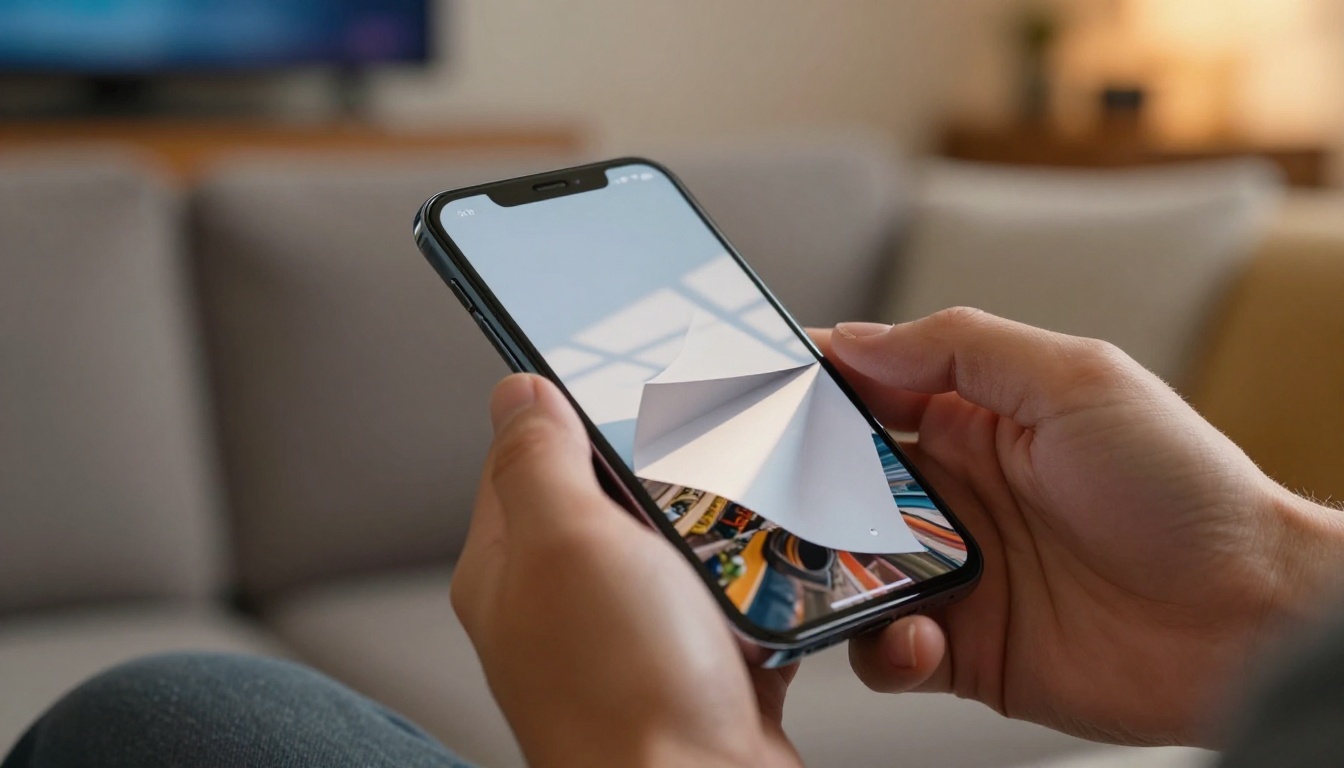 A man browsing a digital flipbook on his smartphone while sitting on a couch A man browsing a digital flipbook on his smartphone while sitting on a couch