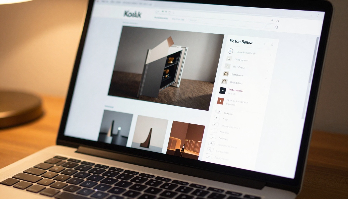 Laptop screen showing a flipbook branding and customization panel with color swatches