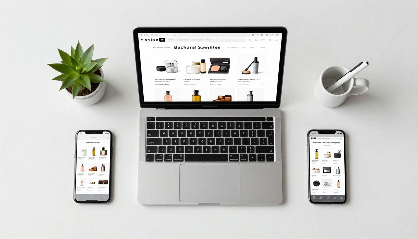 Digital catalog displayed across laptop, tablet, and smartphone