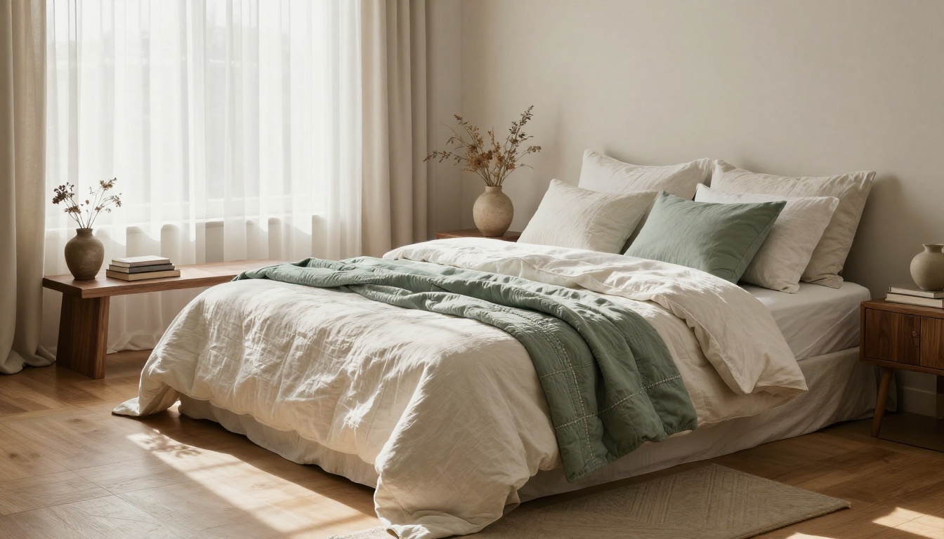 Luxury bedroom interior styled for a home decor brand lookbook