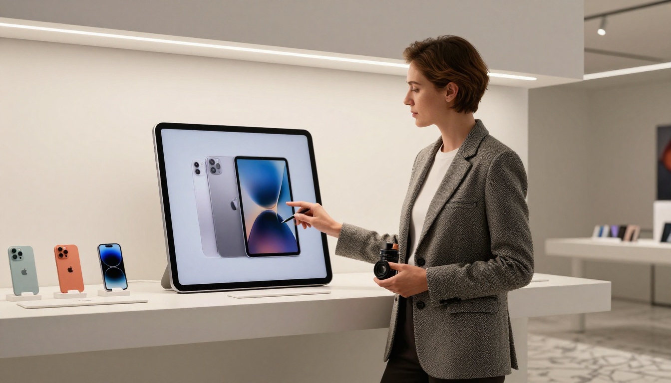 Brand manager presenting a digital product catalog Brand manager presenting a digital product catalog
