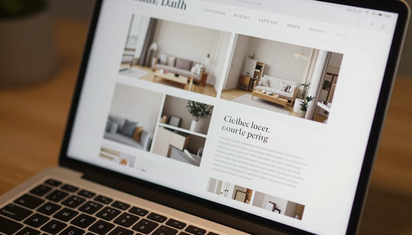 Close-up of a laptop screen showing a beautifully designed flipbook spread with editorial typography and lifestyle photography
