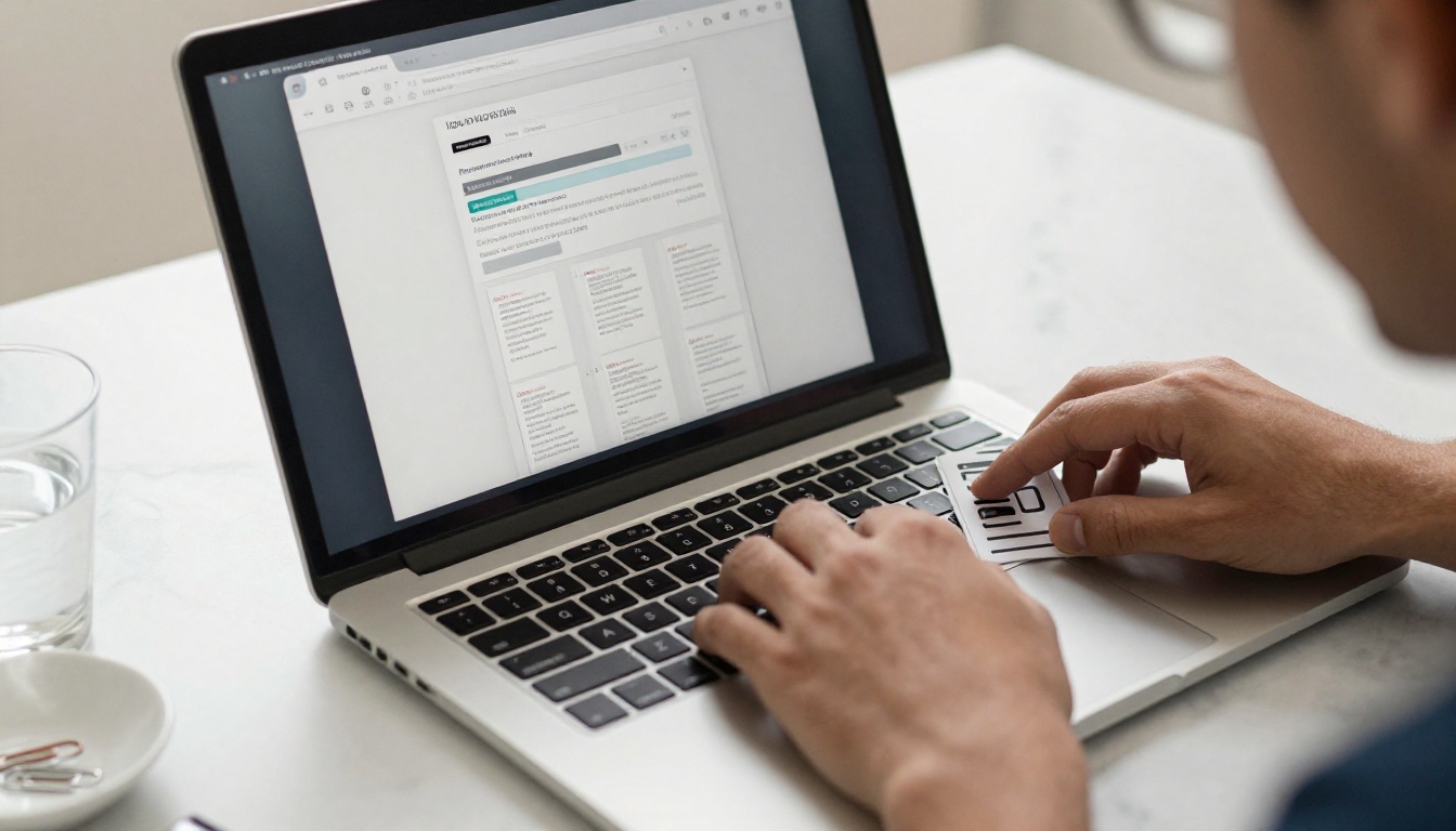 Hands uploading a PDF document to a flipbook platform on a MacBook Pro