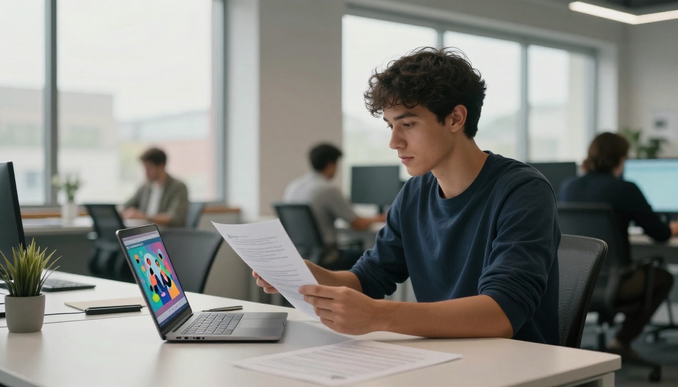 Person holding printed document next to laptop screen showing the same content as interactive digital flipbook
