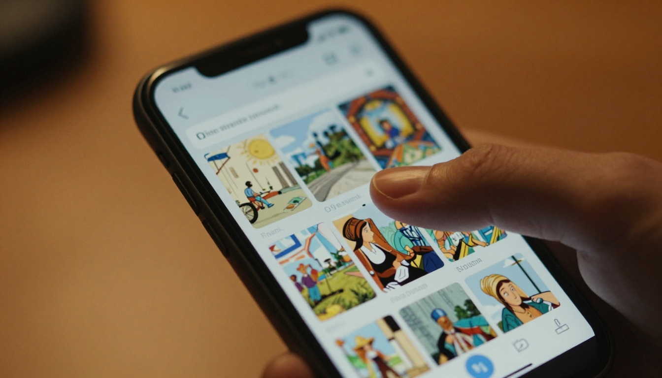 Smartphone screen showing flipbook share interface with thumb hovering above button