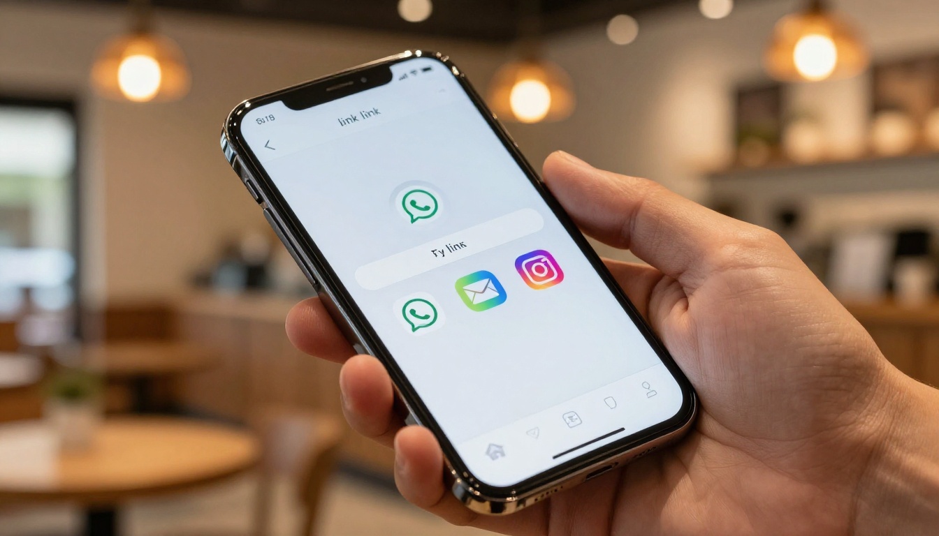 Smartphone showing link-sharing dialog popup with copy link button Smartphone showing link-sharing dialog popup with copy link button