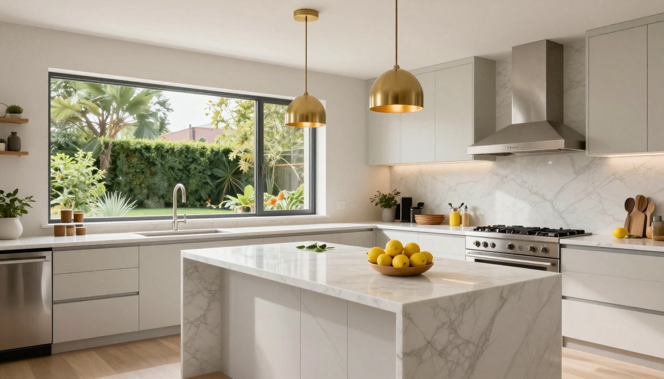 Luxury property kitchen interior shown in real estate listing brochure
