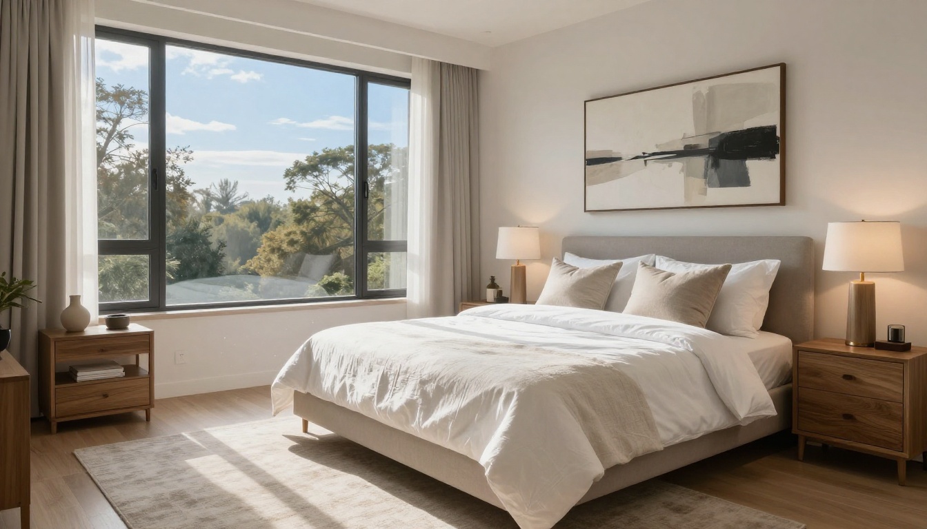 Luxury master bedroom interior for real estate listing photography