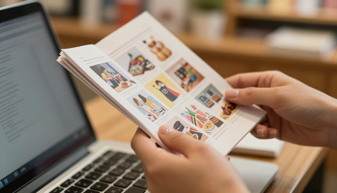 Small business owner reviewing catalog in boutique Small business owner reviewing catalog in boutique