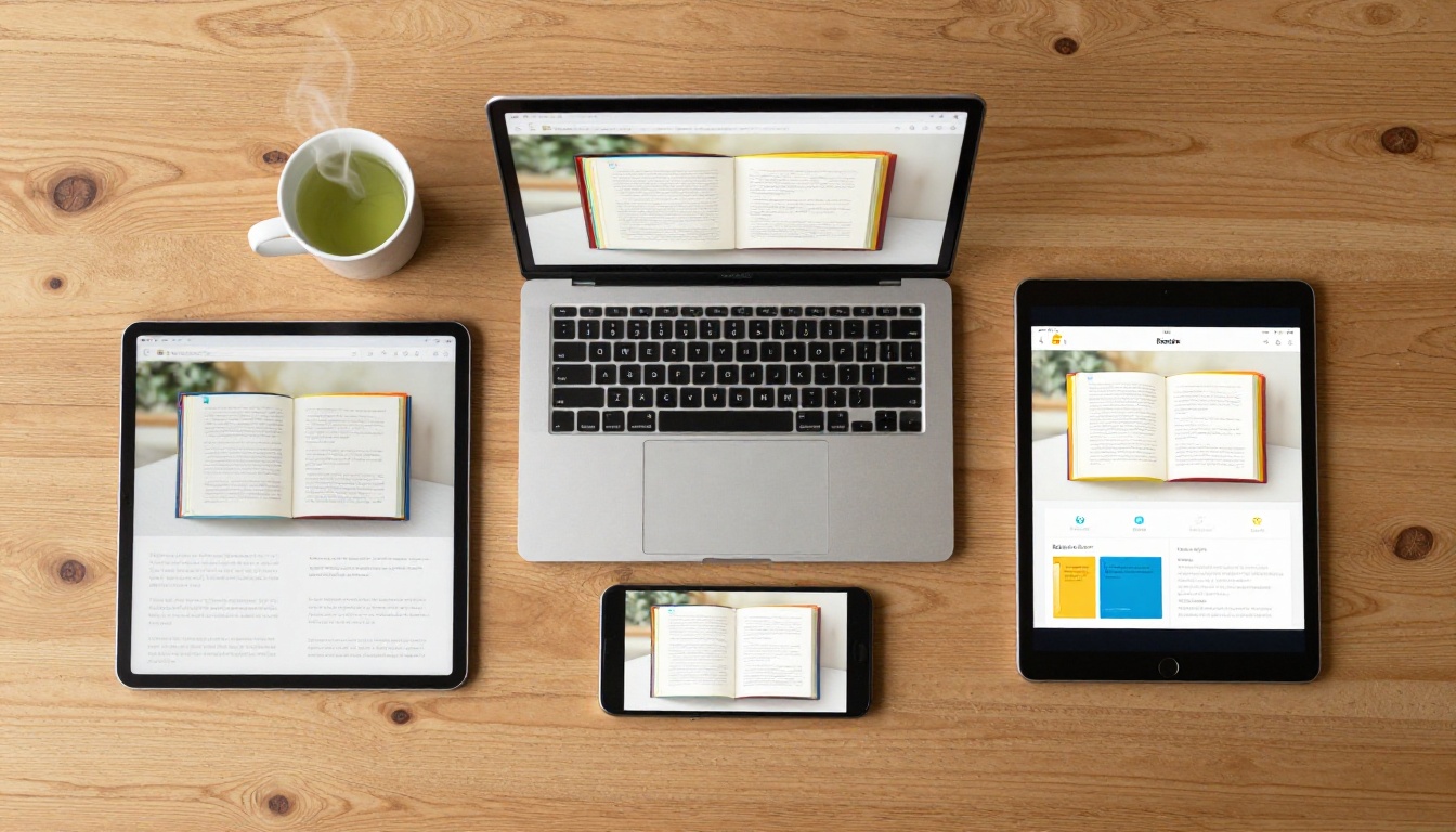 Multi-device flipbook display on laptop, tablet and smartphone Multi-device flipbook display on laptop, tablet and smartphone