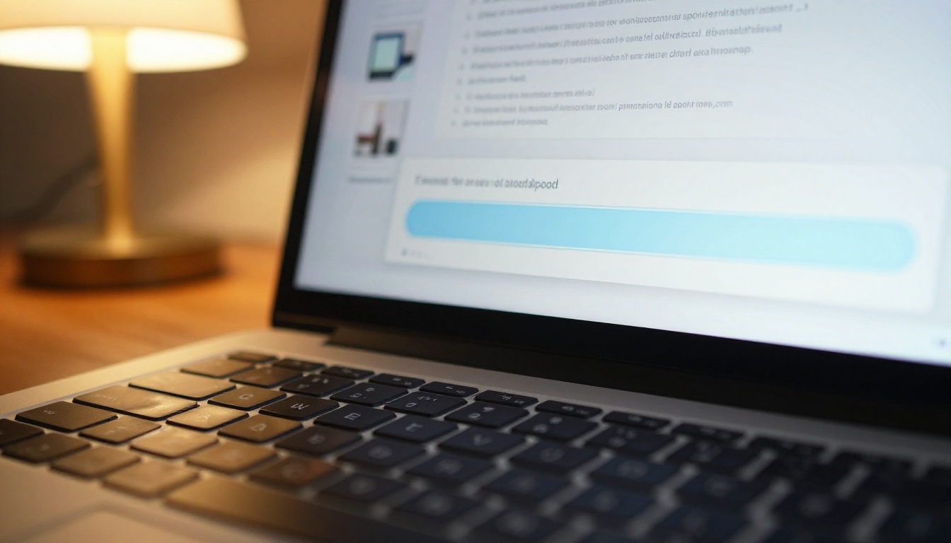 Laptop screen displaying a PDF upload interface in a browser with a progress bar and document previews