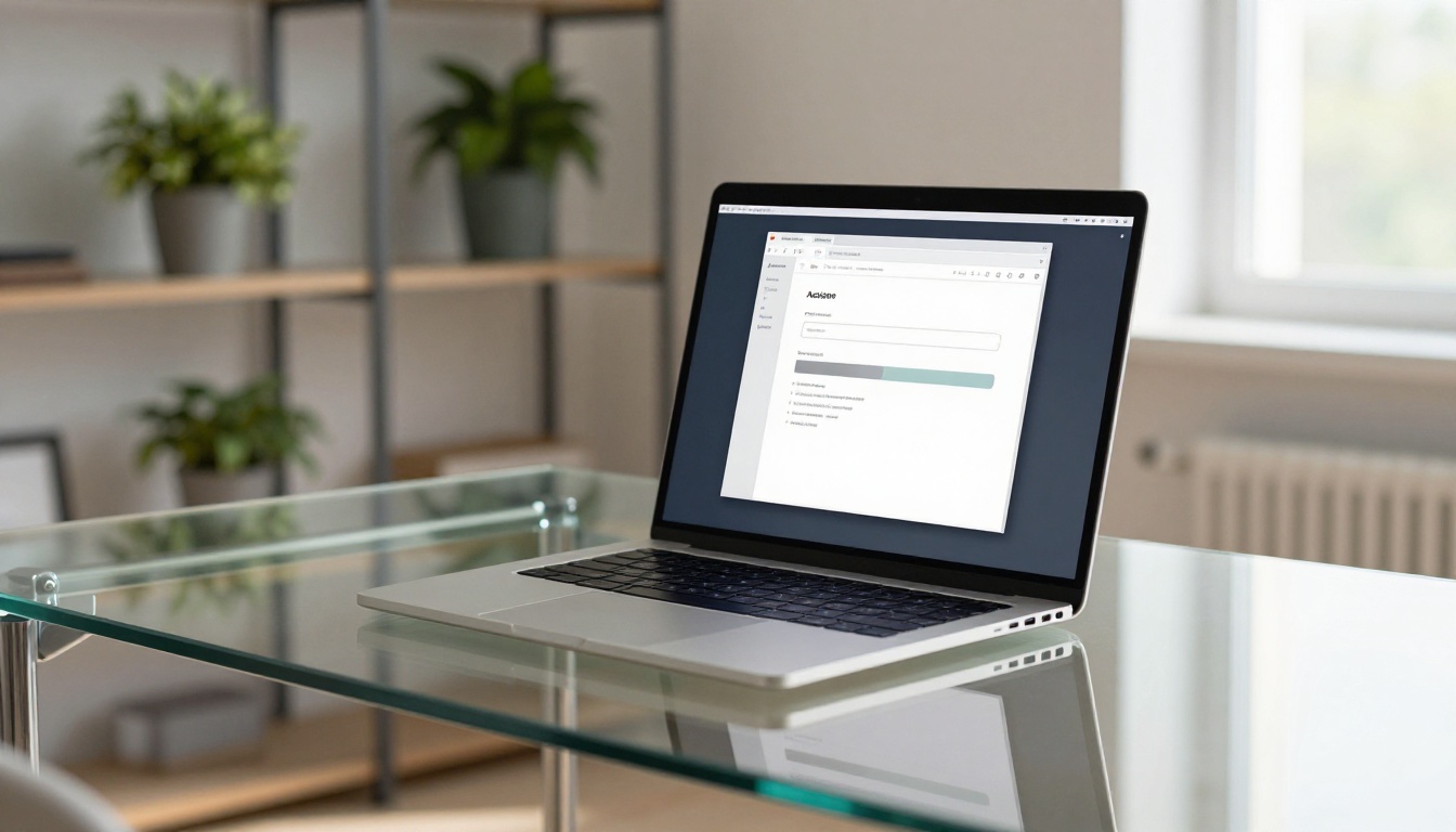Laptop showing PDF upload to interactive newsletter platform