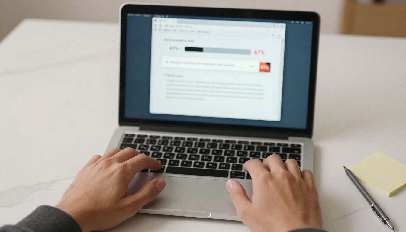 Close-up of hands uploading PDF document to flipbook conversion interface on laptop Close-up of hands uploading PDF document to flipbook conversion interface on laptop