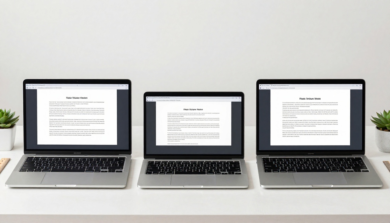 Two laptops showing watermarked vs. clean flipbook comparison