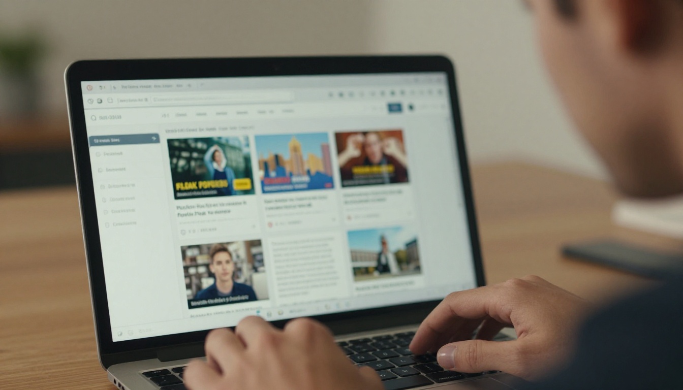 A professional frustrated with ad-heavy document viewing on laptop screen