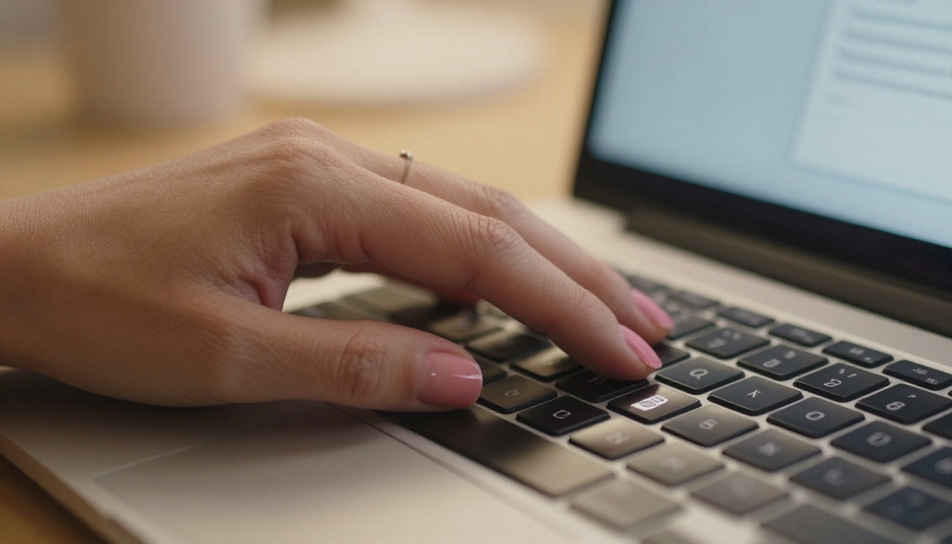 Hand uploading PDF document to laptop