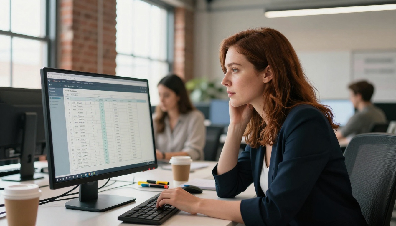 Marketing professional reviewing feature comparison at desk