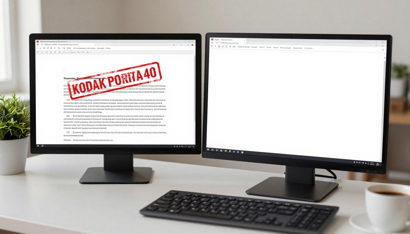 Side-by-side comparison of watermarked vs clean flipbook pages on laptop screen