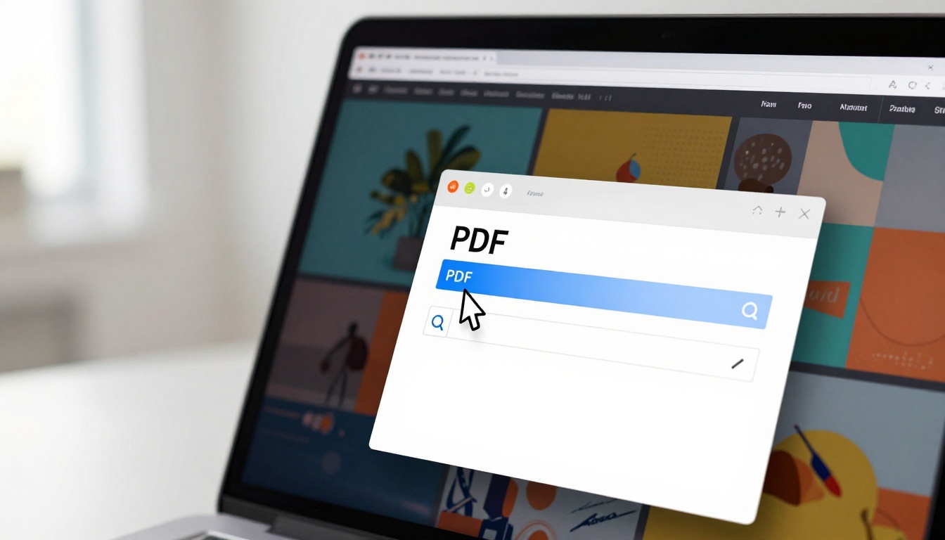 Laptop screen showing PDF download dialog with PDF format option highlighted Laptop screen showing PDF download dialog with PDF format option highlighted