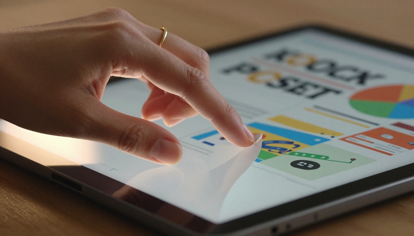 Close-up of a hand swiping through an interactive flipbook on a tablet with a realistic page-curl effect Close-up of a hand swiping through an interactive flipbook on a tablet with a realistic page-curl effect