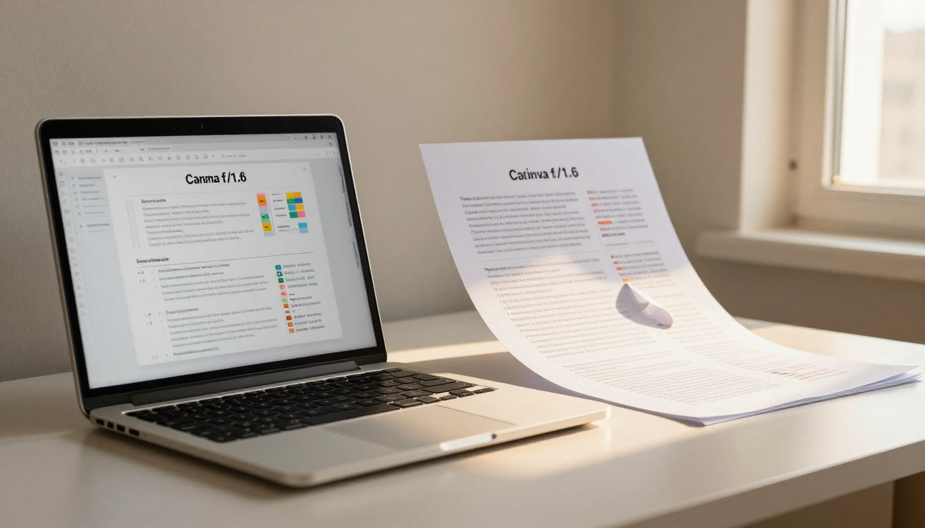 Side-by-side comparison of a PDF and an interactive flipbook on a minimalist desk setup